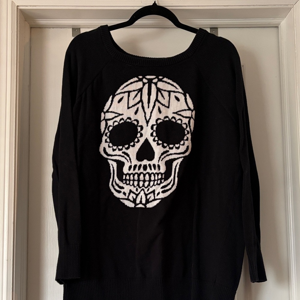 Torrid Black and White Skull Sweater